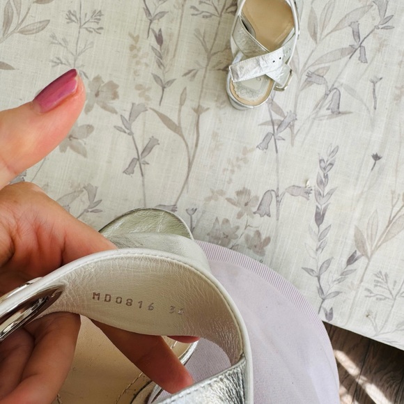 Authentic Dior White/Silver Leather CD Block Heel
Ankle Strap Sandals Sz 36 NWOT - Picture 3 of 6